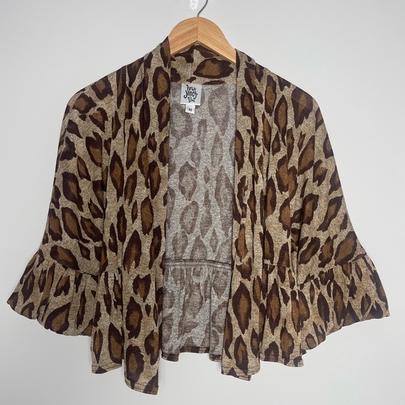 Ivy Jane | Leopard Printed Open Front Bell Sleeve Cardigan - Picture 1 of 4
